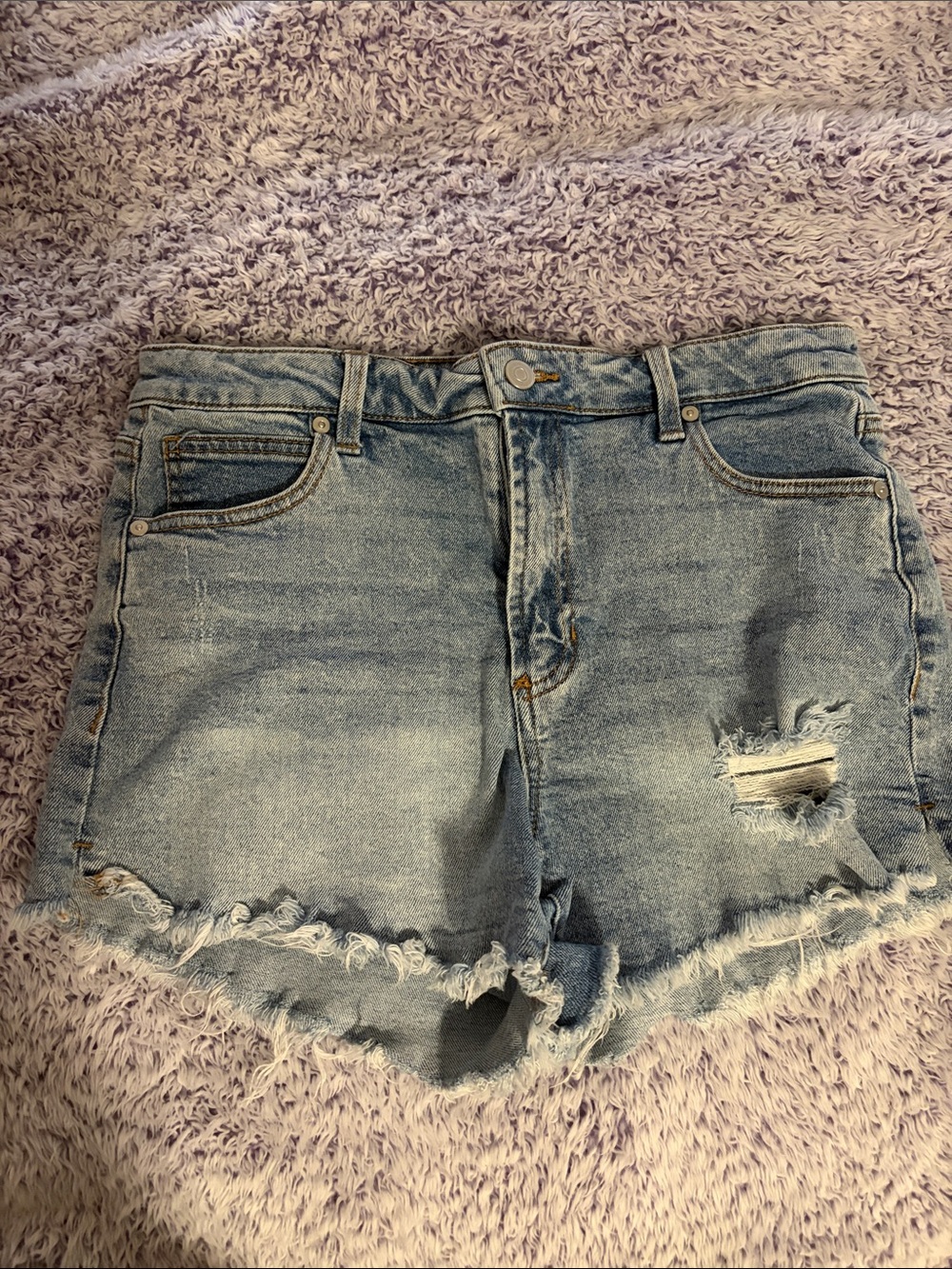 BCBGeneration Light Blue Distressed Jean Shorts